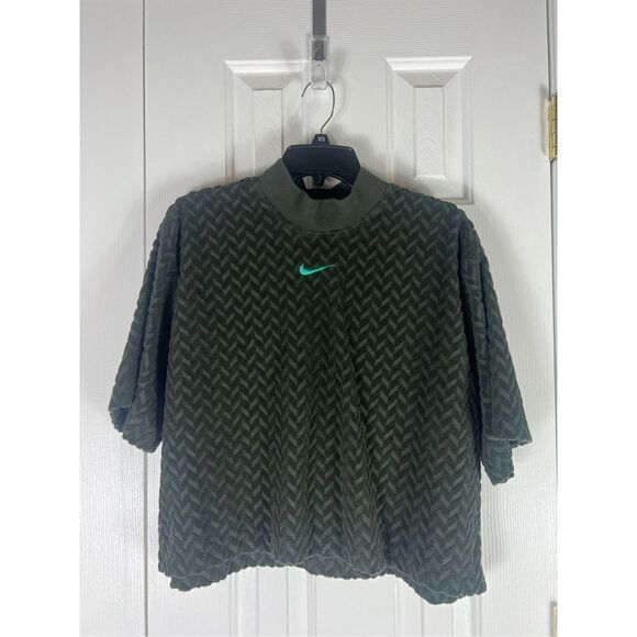 Nike Womens Olive VTG Quilted Crop Top Size L - Picture 1 of 5